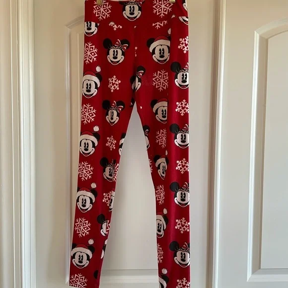 DISNEY Women’s Christmas Mickey and Minnie Mouse Sz XS leggings - Picture 3 of 5